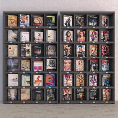 Display racks with books and magazines - Vray Material — Вид 1