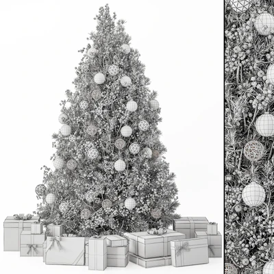 Christmas Decoration 34 - Christmas White and Cream Tree with Gift — Ver 5