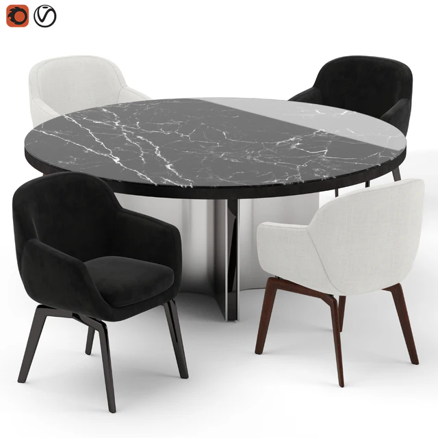 Minotti Belt chair and Marvin table — Скачать