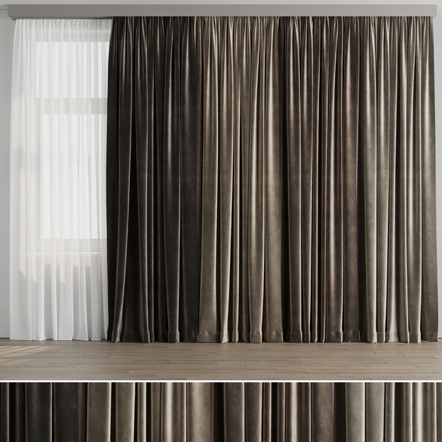 Curtain with rod 001 brown curtain HBH — Скачать