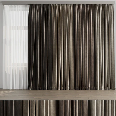 Curtain with rod 001 brown curtain HBH — Вид 1