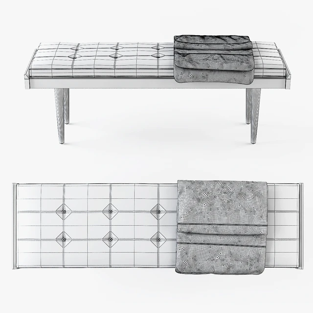 C & B Tate Slatted Bench with Cushion — Descargar