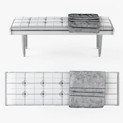 C & B Tate Slatted Bench with Cushion — Ver 3
