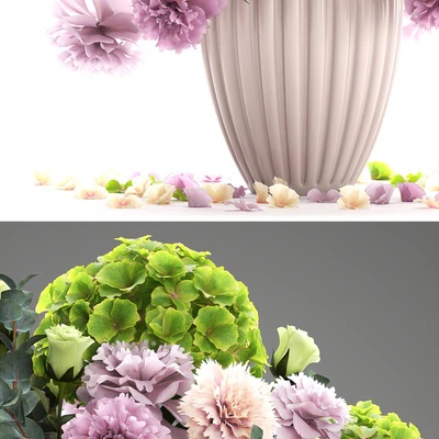 A bouquet of flowers 63. Spring flowers, vase, decor, hydrangea, peony, eucalyptus, carnation, rose — Ver 3