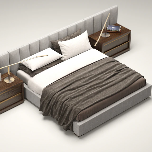 RH Modern custom vertical channel extended headboard bed — Descargar