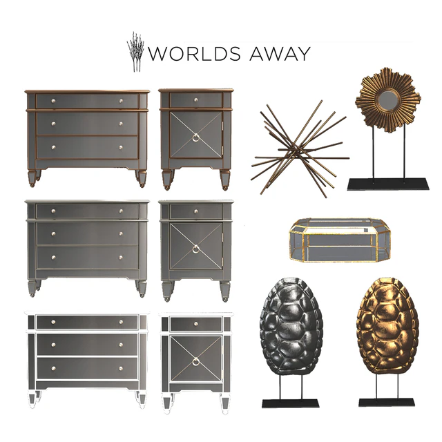 Nightstand and dresser Worlds Away + accessories — Descargar