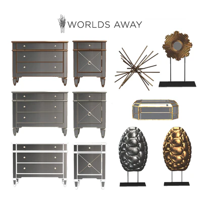 Nightstand and dresser Worlds Away + accessories — Ver 2