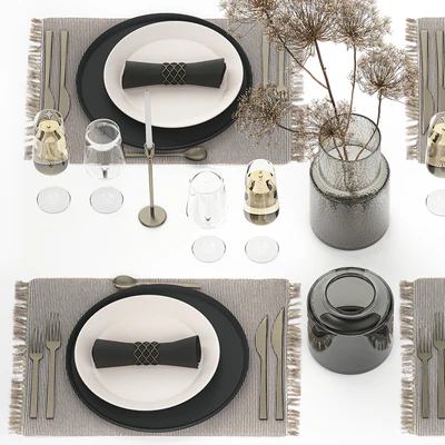 Table service 24. Dried flower, bouquet, hogweed, branches, cutlery, glass, sparkling wine, luxury decor, eco design, vase — Ver 5