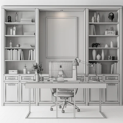 Home Office Desk and Library Gray Set - Office Furniture 279 — Вид 6