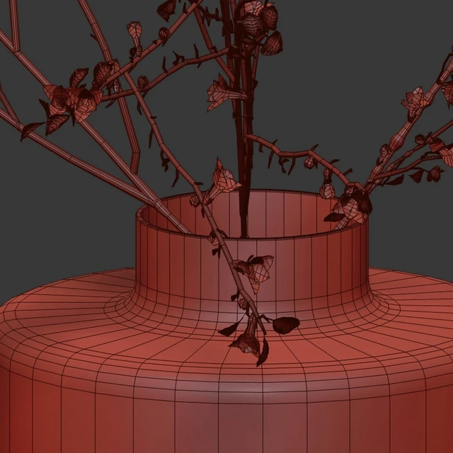 Ветки с листочками и цветочками в вазе — Скачать