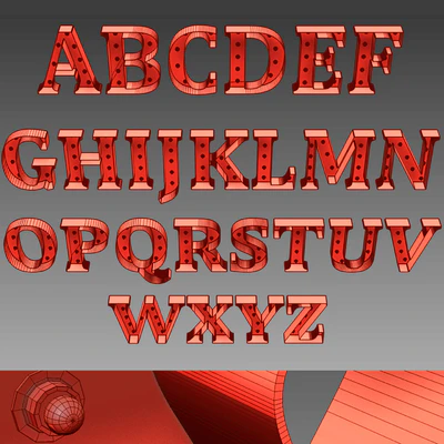 Lighted Metal sign. Set 13. Alphabet — Ver 3