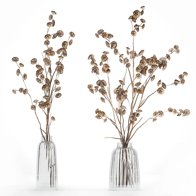A set of flower bouquets in vases of dried flowers, palm branch, pampas grass, reed grass, hydrangea, thorns. 283 — Descargar