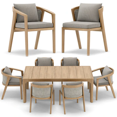 RH Outdoor Malta restangular table and chair — Ver 1