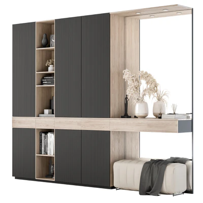 Hallway 08 - Black and Wood Set — Вид 1