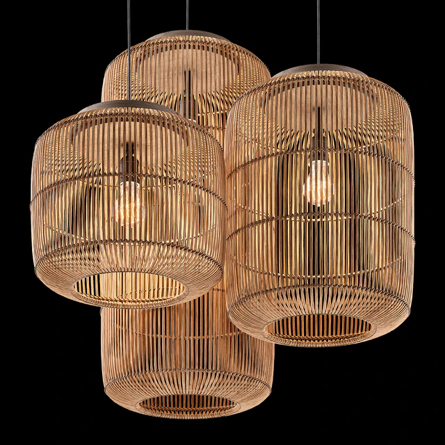Wabi-Sabi Style Pendant Lights Chinese Rotan Chandeliers — Descargar