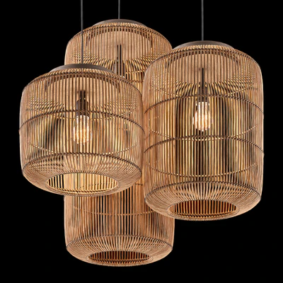 Wabi-Sabi Style Pendant Lights Chinese Rotan Chandeliers — Ver 6