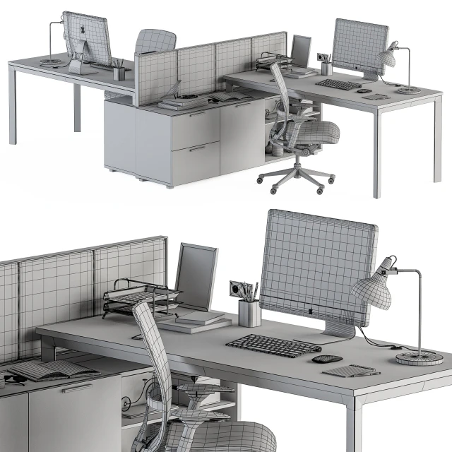 Employee Set Brown and Black - Office Furniture 254 — Descargar