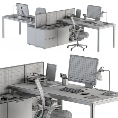 Employee Set Brown and Black - Office Furniture 254 — Ver 3
