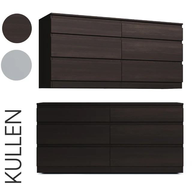 KULLEN. Chest of 6 drawers. White \ brown — Descargar
