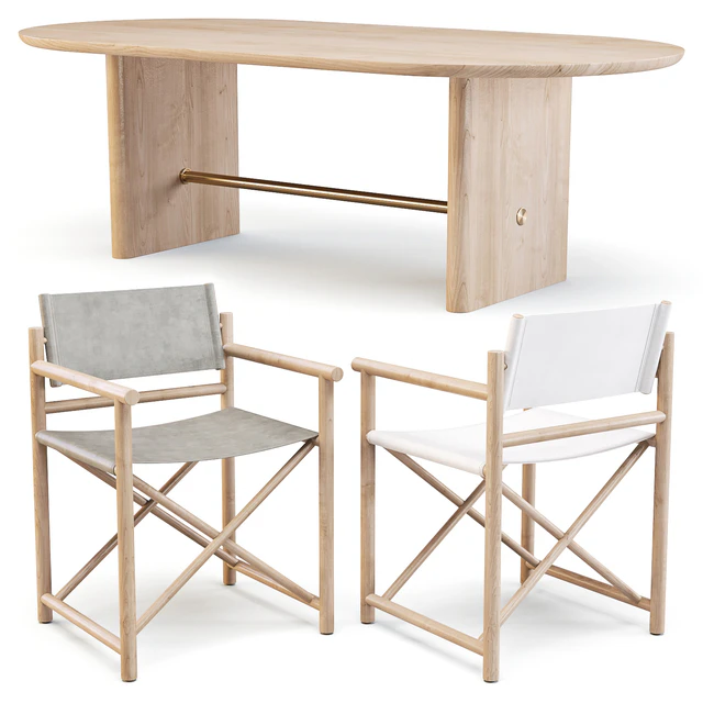 Dining Set: Crate and Barrel (Table Oli Oval and Chairs Director's) — Скачать