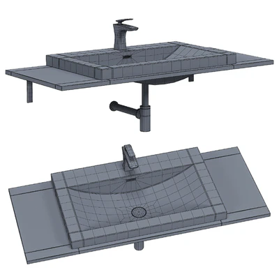 Semi Recessed Rectangular Stone Resin Bathroom Basin 765 x 480 x 130mm | Colossum 1 765mm — Ver 3