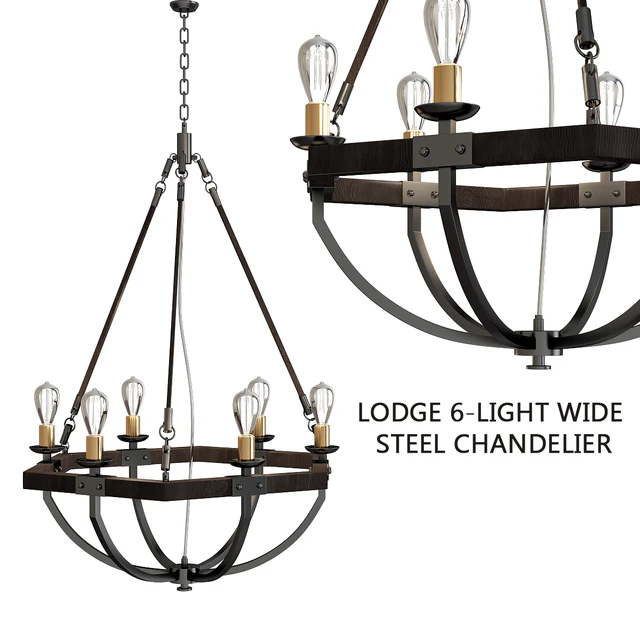 Lodge 6-light Wide Steel Chandelier — Descargar