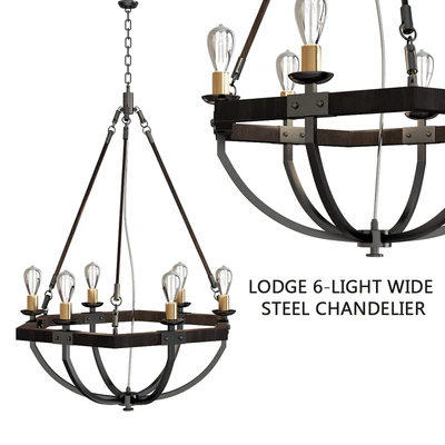 Lodge 6-light Wide Steel Chandelier — Ver 1