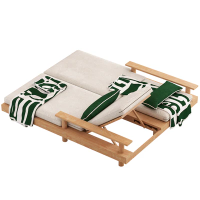 CB2 Pinet Teak Outdoor Double Chaise Lounge — Вид 6