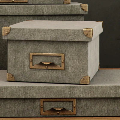 RH / LINEN OFFICE STORAGE ACCESSORIES FOG — Ver 2