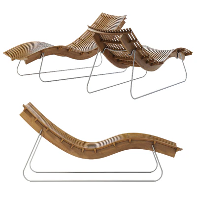 Swing teak stacking chaise longue — Ver 3