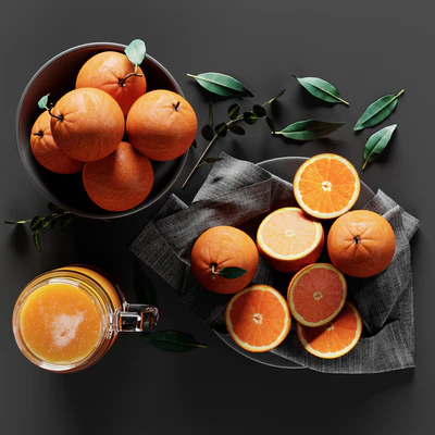 Table Setting with Oranges and Juice — Ver 1