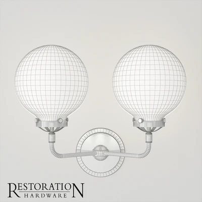 Rh bistro globe milk glass double sconce — Ver 3