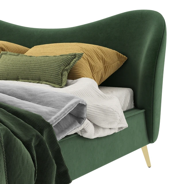 Made Kooper King Size Bed, Laurel Green Velvet — Descargar