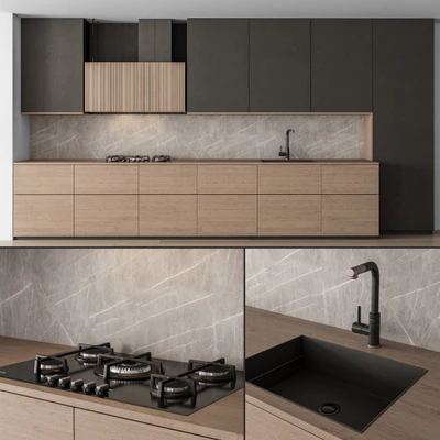 Kitchen Modern - Black and Wood 76 — Ver 1