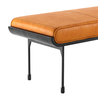 CB2 Juneau Leather And Metal Bench — Ver 3