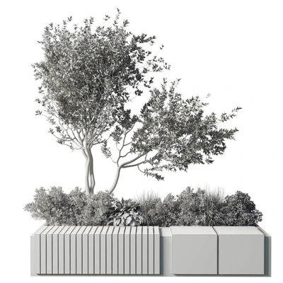 Urban Environment Urban Furniture Green Benches Plants tree grass 17 corona — Ver 5