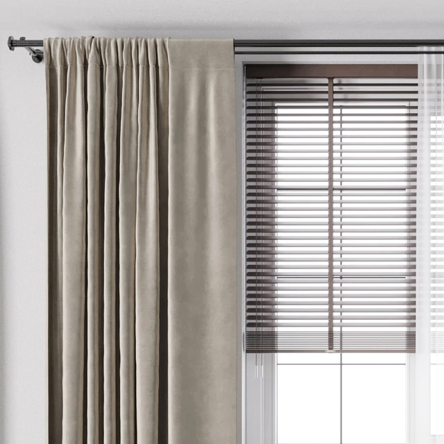 Curtain with metal curtain rod & metal blind 06 — Descargar
