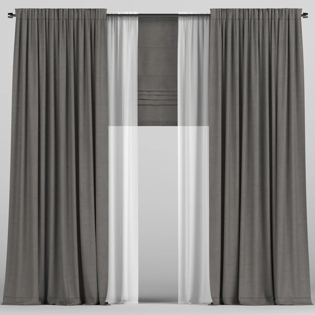 Curtains with tulle and roman blinds. — Descargar