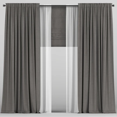 Curtains with tulle and roman blinds. — Ver 1