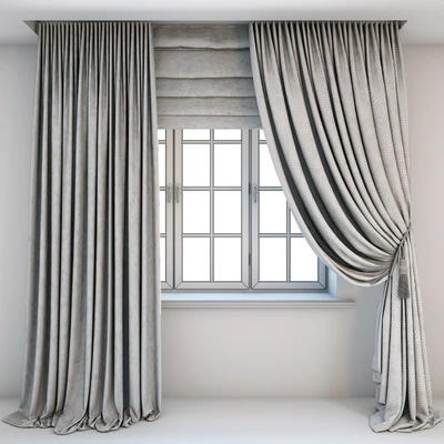 Light beige silk curtains to the floor — Ver 3