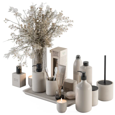 Bathroom accessory Set with Dried Plants Set 20 — Ver 1