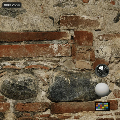 damaged layered brick and stone wall texture — Вид 6