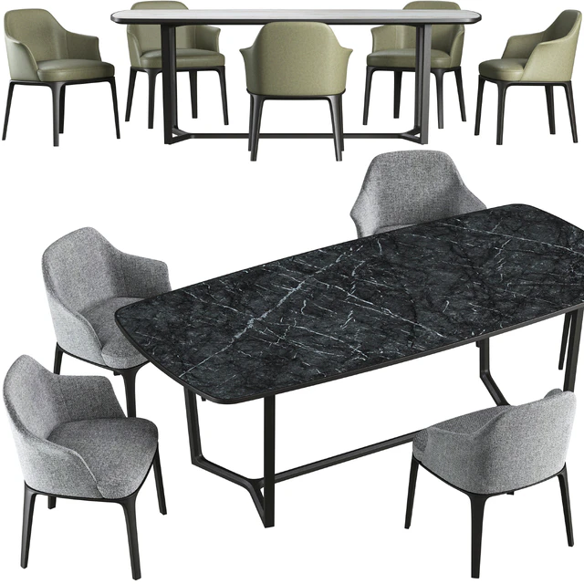 Dining table Poliform Concorde and chair Poliform Sophie — Скачать