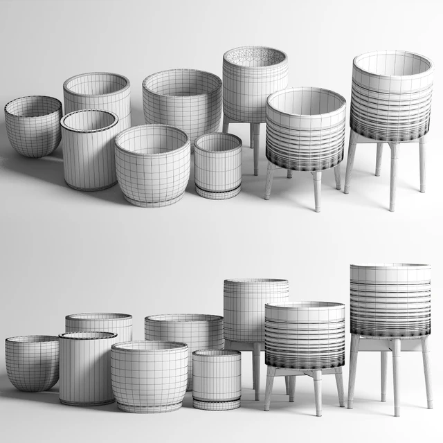 collection of earthenware and patternd concrete vases — Скачать