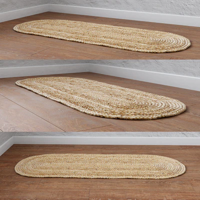 Natural Oval shape long Braided Jute Rug — Ver 4