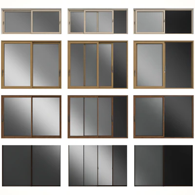 Sliding stained glass wooden windows & doors — Ver 1