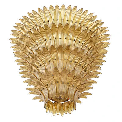 Large Palmette Chandelier Four Tiers Murano amber in the Style of Barovier — Ver 7