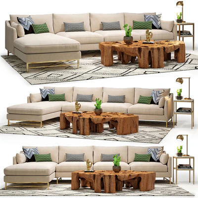 Benson Sectional & Meteor Coffee Table Set — Ver 1