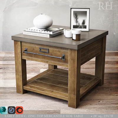 ZINC-TOP MERCANTILE SIDE TABLE 28sq — Ver 2