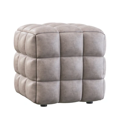 VELVET TUFTED CUBE FOOTSTOOL OTTOMAN — View 4